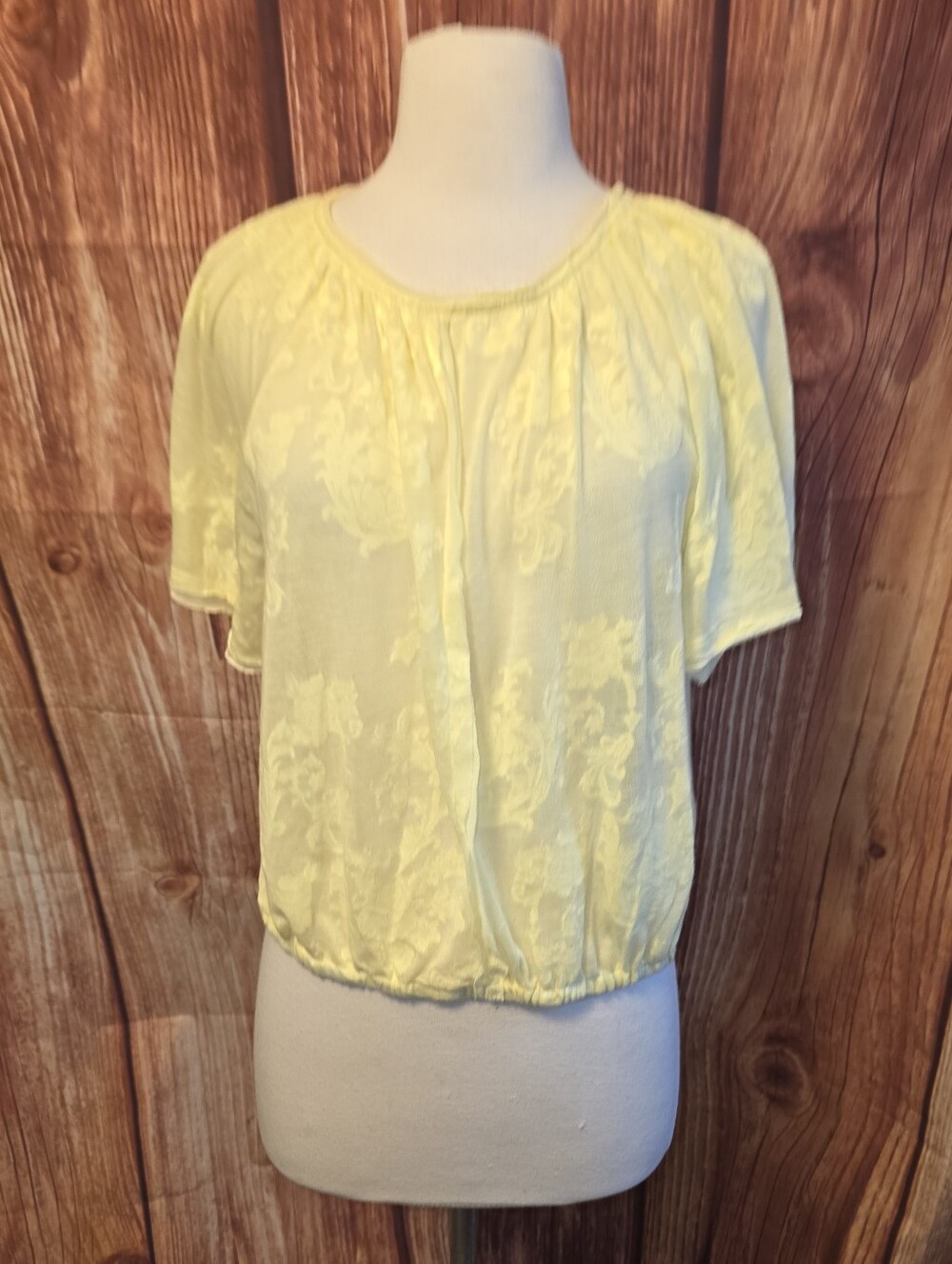 Anthropologie Semi Sheer Flutter Sleeve Tee Size S Yellow